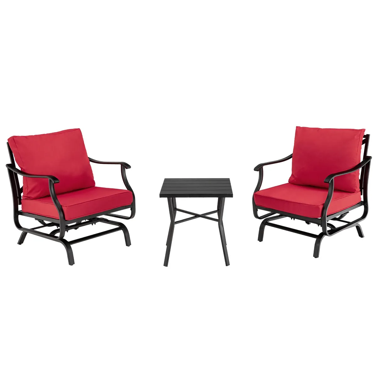 SlickBlue SlickBlue 3-Piece Patio Rocking Chair Set with Coffee Table Red — product photo