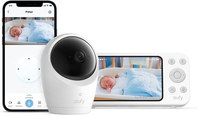 eufy eufy Baby Monitor E20 2K 5" 720p Hybrid Pan-Tilt 4× Zoom 5000mAh Battery White — product photo