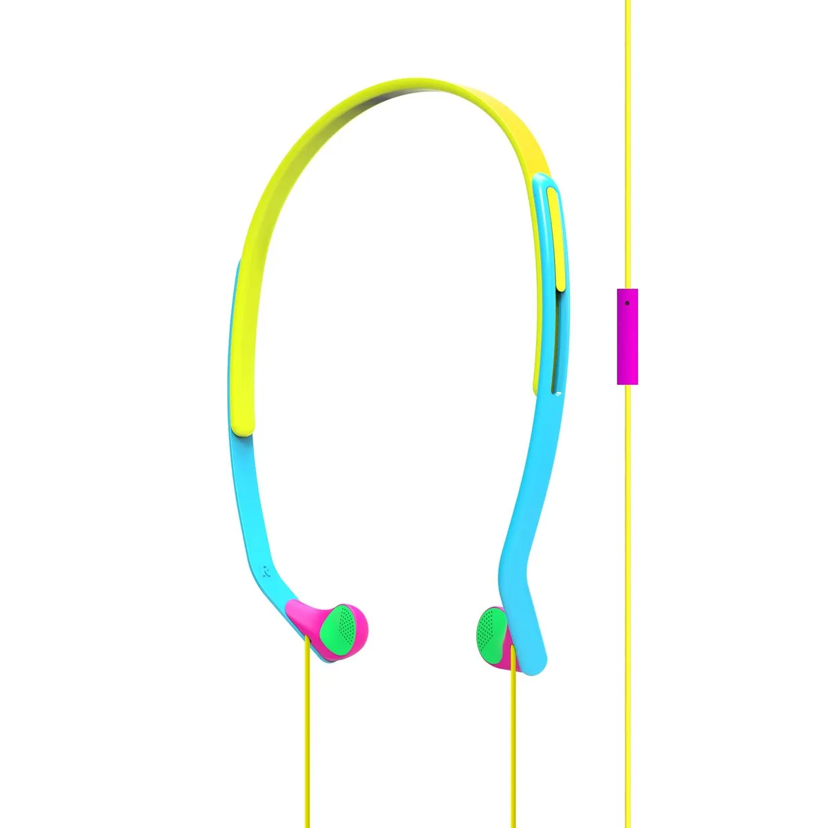 White on-ear headphones with adjustable headband and inline microphone remote
