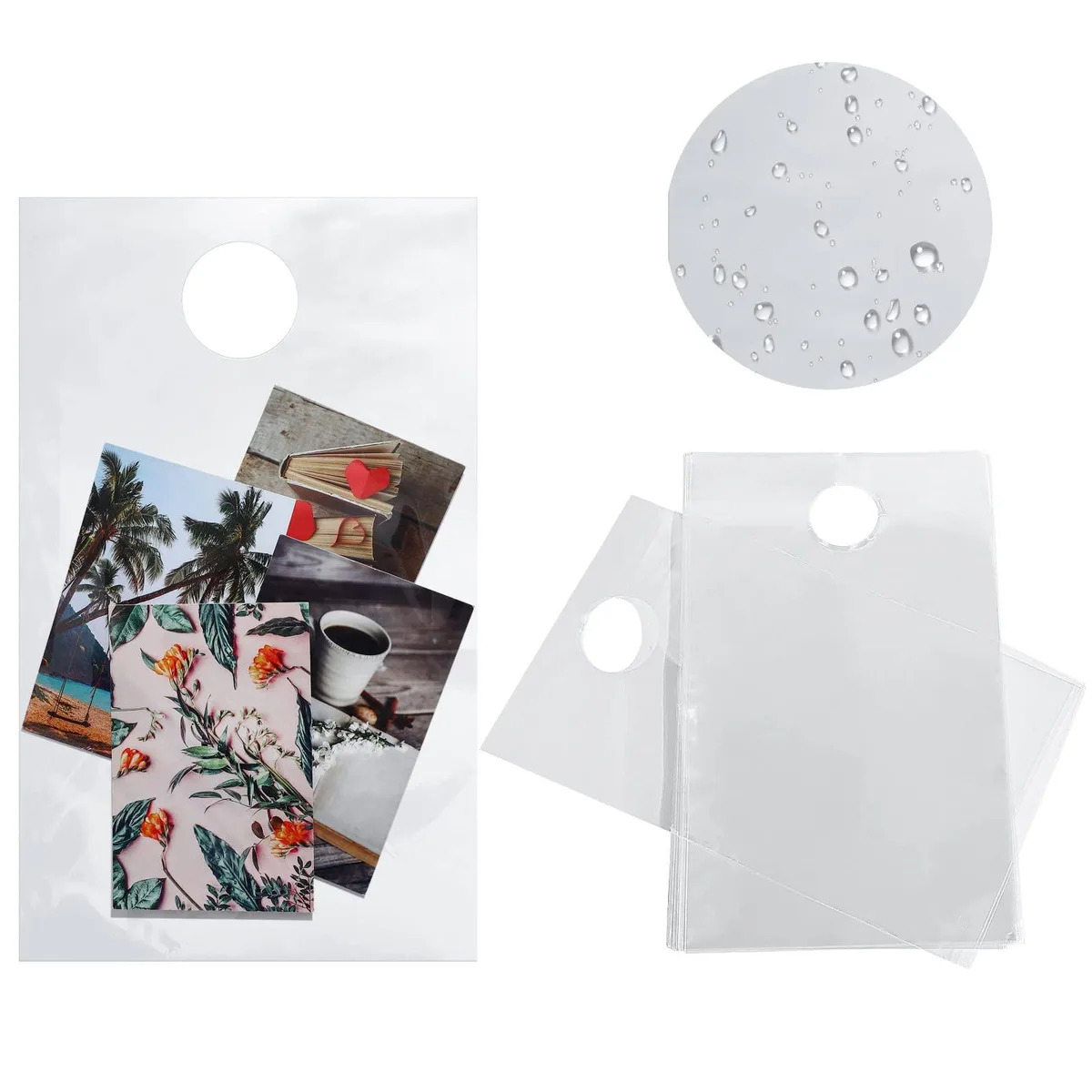 Clear plastic door-hanger bags in a self-adhesive storage pack, 240 count