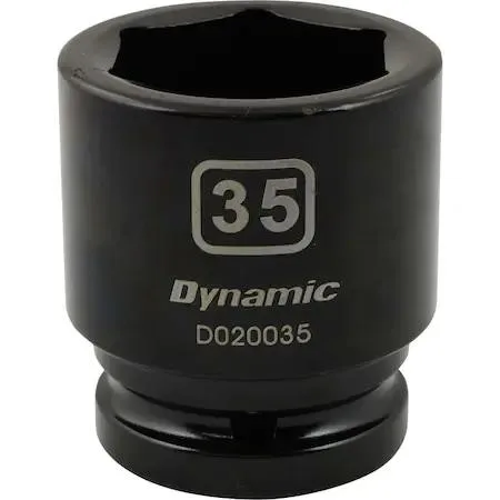 3/4" drive 35 mm socket, black phosphate finish, six point, laser etched size markings