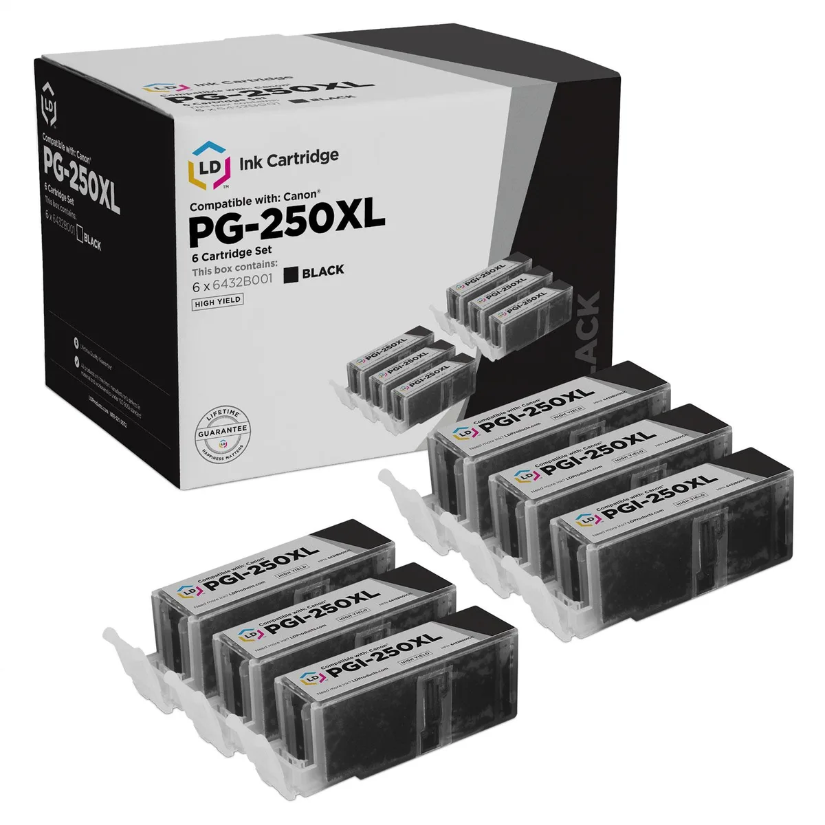 LD Products LD Products Compatible Ink Cartridge for Canon PGI-250XL Pigment Black 6-Pack — product photo