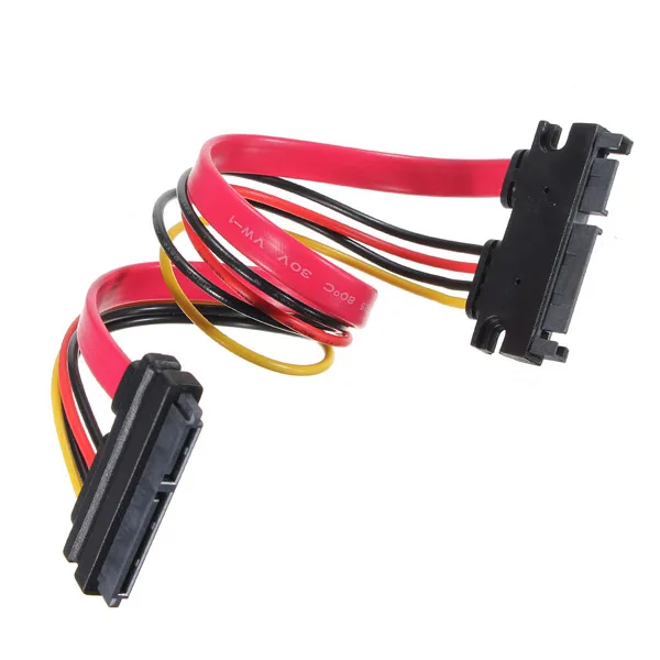 TeKit TeKit 22P 7+15 Pin SATA Data Power Combo Extension Cable M/F 0.85ft Black Blood Red — product photo