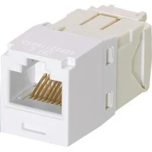 White RJ45 Cat6 keystone jack module with front-facing termination