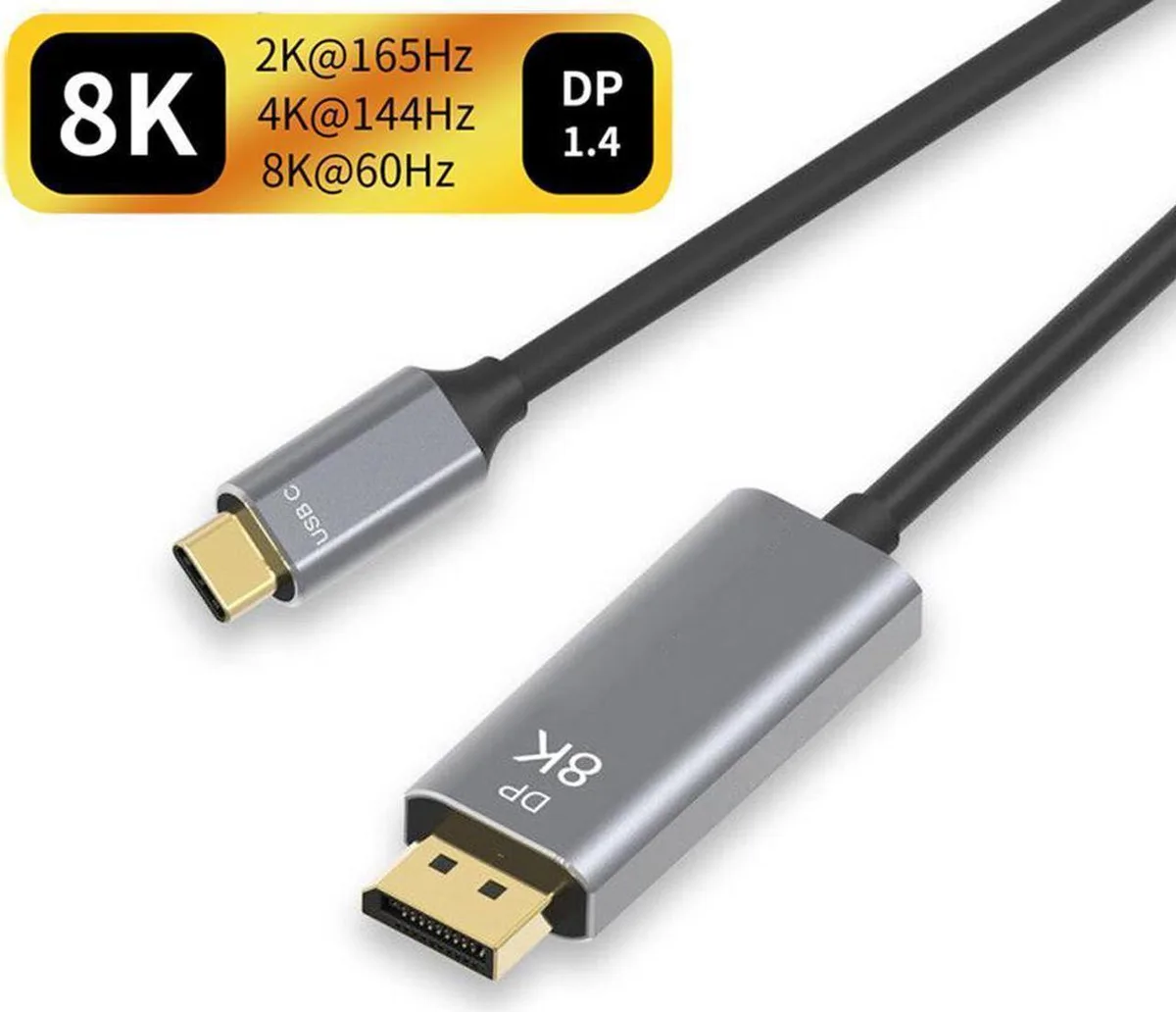 Aomoproing Aomoproing 6.6 USB Display Adapter 6.6ft Thunderbolt 4/3 to DisplayPort 1.4 8K 60Hz 4K 144Hz — product photo