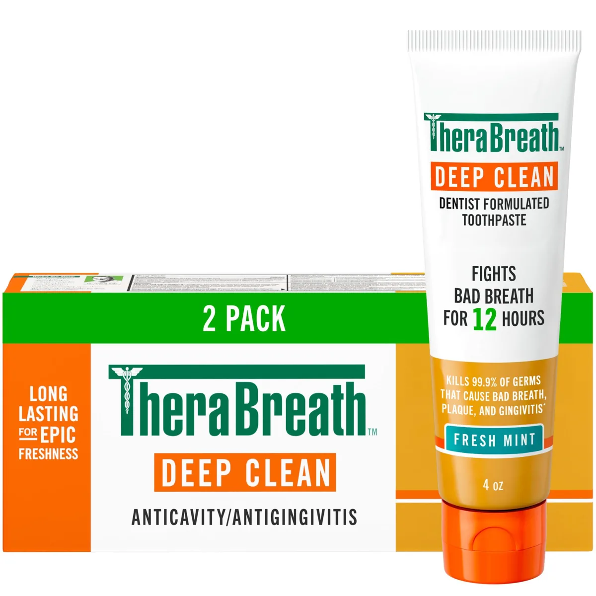 Two 4 oz white tubes with green caps in a rectangular box