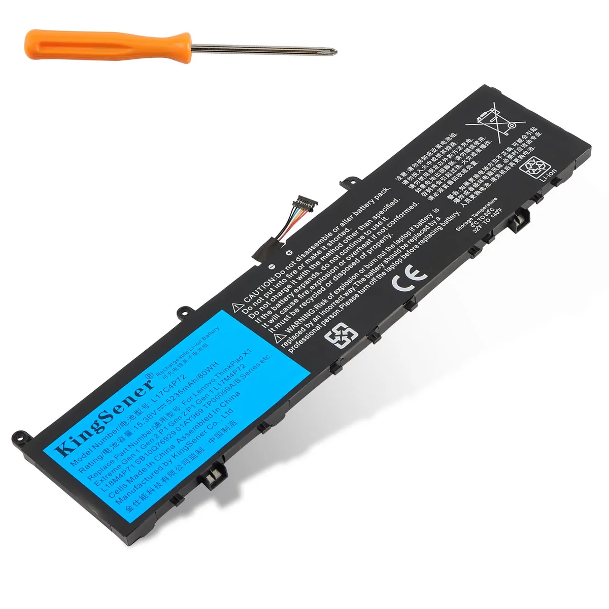 KingSener KingSener L17C4P72 laptop battery 15.36V 80WH 5.235Ah — product photo