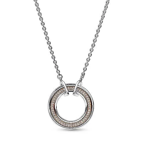 PANDORA PANDORA Signature Two-tone Logo &amp; Pave Necklace 14k — product photo