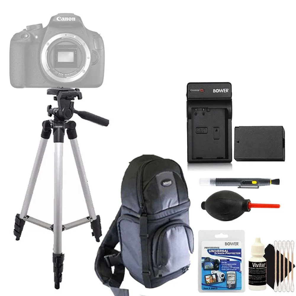Vivitar Vivitar Tall Tripod 15-50in + LP-E10 7.4V 1700mAh + Screen Protector &amp; Cleaning Kit — product photo