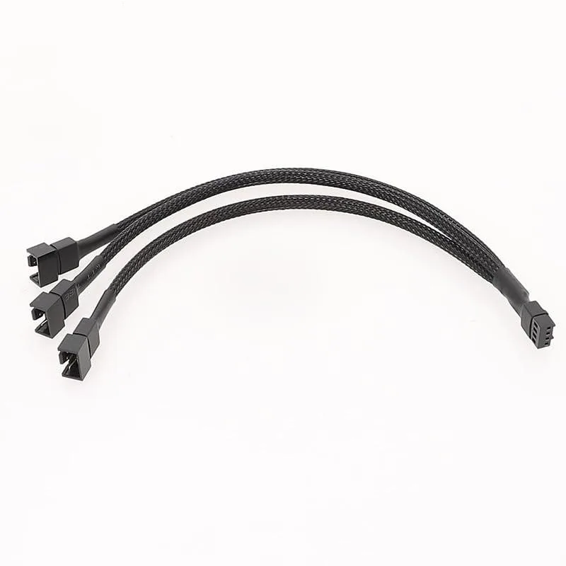 BUCIER BUCIER 4-Pin PWM Fan Splitter Cable 1-to-3 Sleeved 12 Inches — product photo