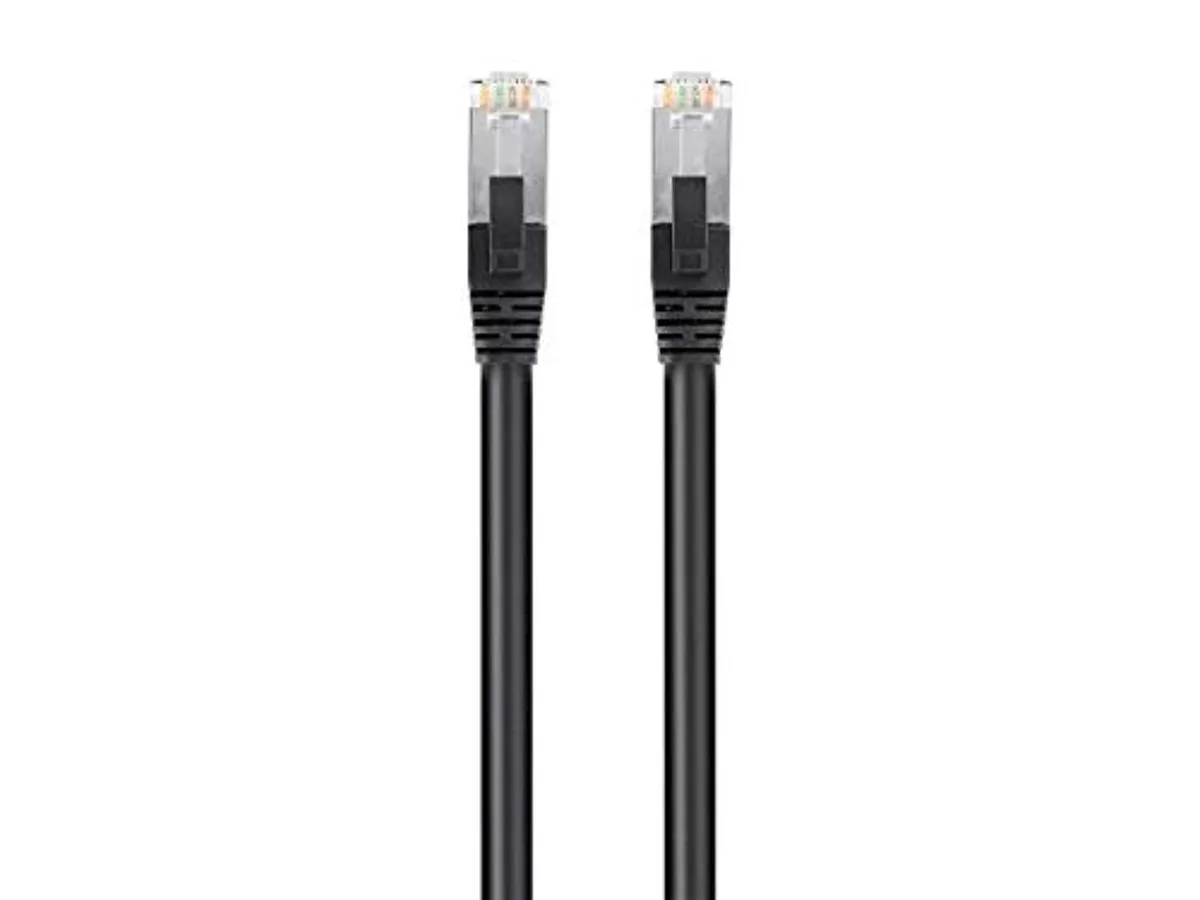 Monoprice Inc. Monoprice 141035 Cat6 PoE Network Ethernet Cable 7 ft Black 24AWG Solid STP 550MHz 600V — product photo