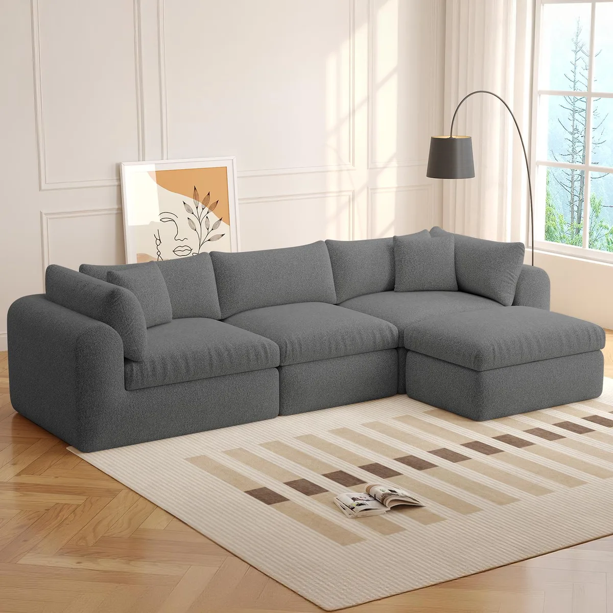 VANBOW VANBOW 113" Modular Sectional Sofa Grey — product photo