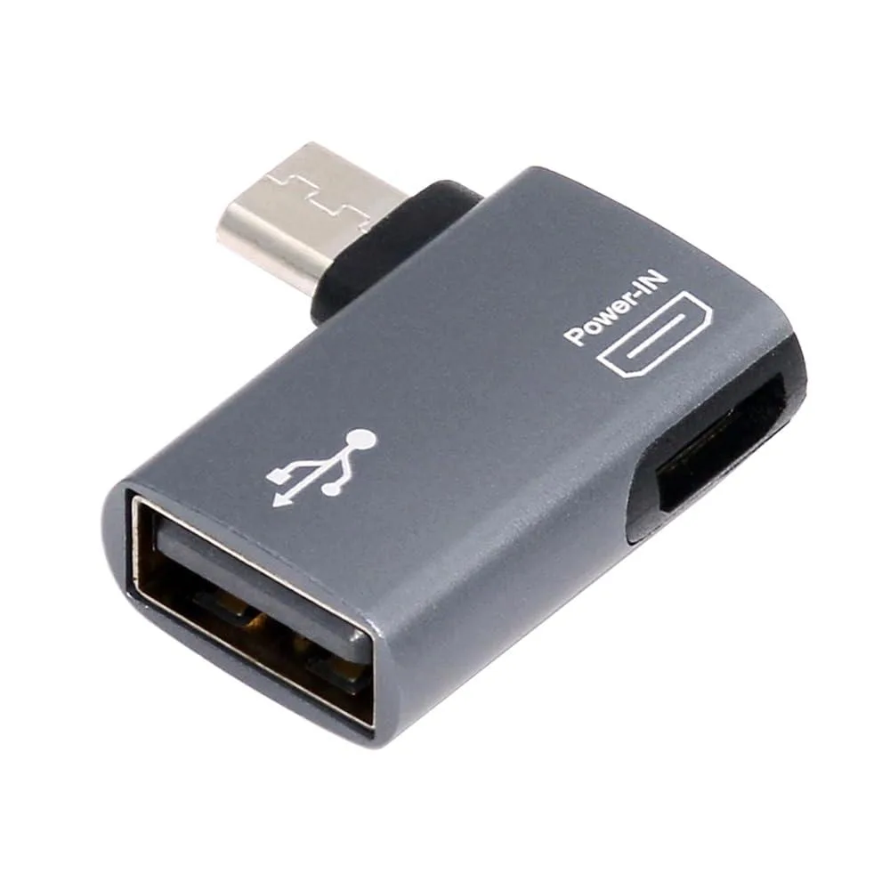 Fervit Fervit Micro USB 2.0 to Type-A Female OTG Host Adapter 90 Degree Right Angled with USB Power — product photo