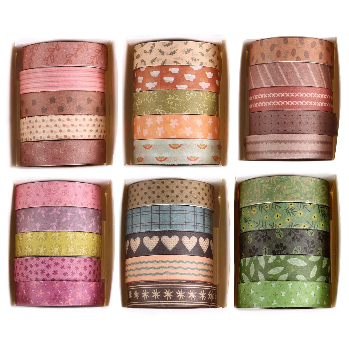 YUBX YUBX YUBX-WTQR-CA30CH washi tape 30 rolls 10 mm x 6 ft Rainbow Forests — product photo