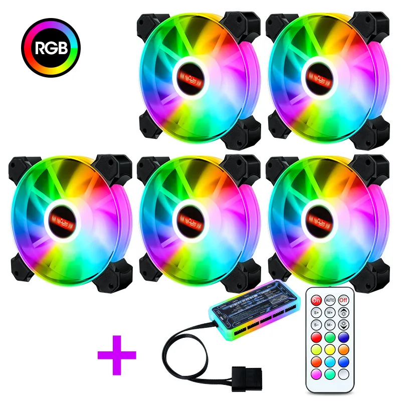 Hitoor Hitoor 5-Pack 120mm RGB Case Fan with Remote Controller — product photo