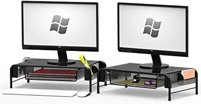 TAURKENAM TAURKENAM 2PK Metal Monitor Stand Riser with Organizer Drawer Office Equipment — product photo