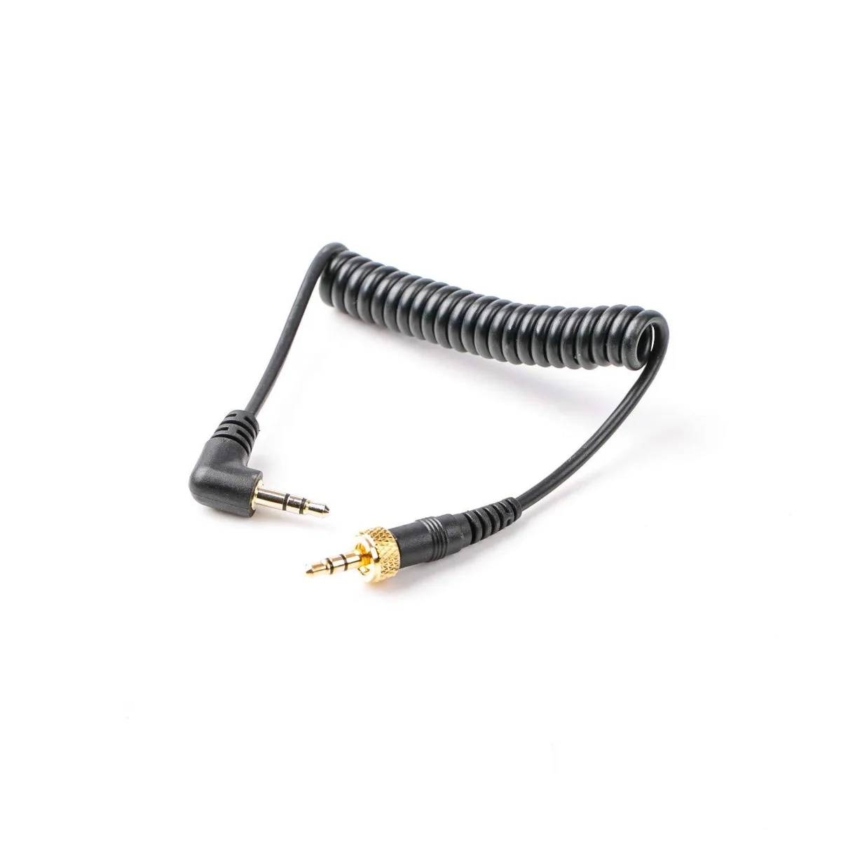 Black 3.5mm TRS locking audio cable with straight metal connectors