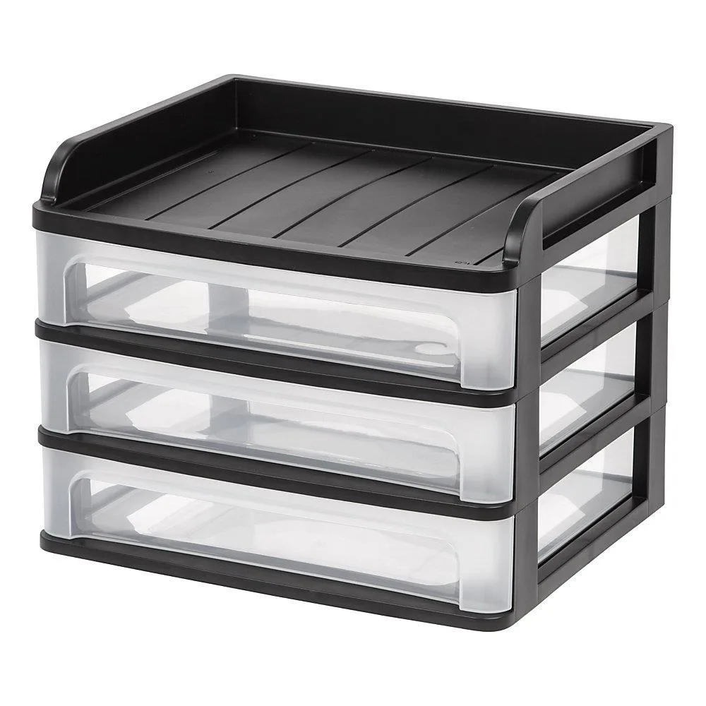 IRIS USA, INC. IRIS USA, INC. 150175 3-Drawer Desktop Storage 14.25"W 11.88"D 11.25"H Black/Clear office furniture — product photo