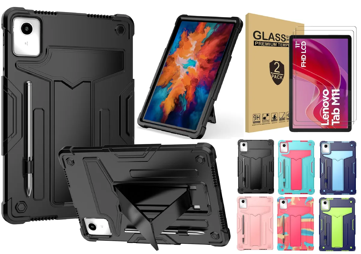 anicestore anicestore Lenovo Tab M11 11" Case Black/Black with 2 Tempered Glass Screen Protectors — product photo