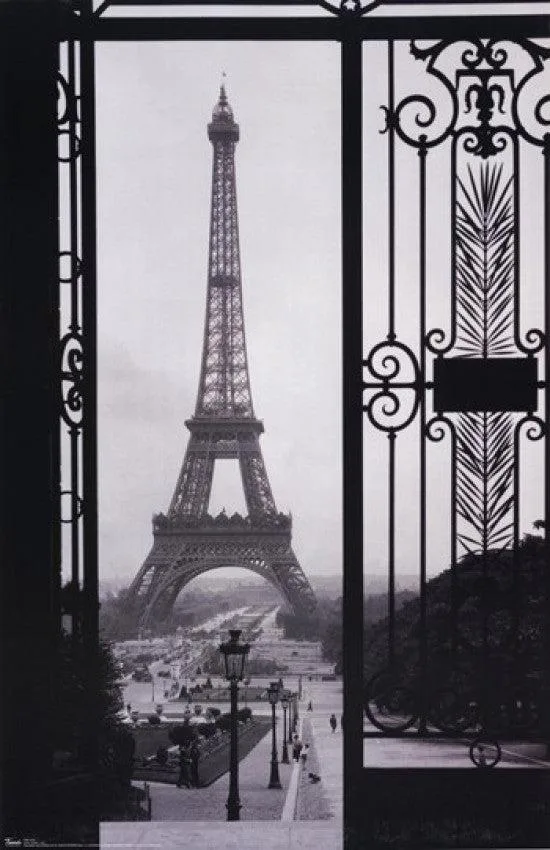 Poster print of Eiffel Tower gate, 24 by 36 inches, rolled in tube
