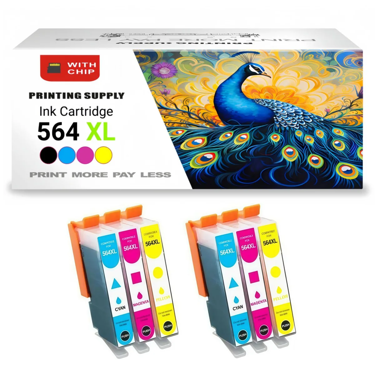 Ninestar Technology Ninestar Technology 564XL 6-pack high-yield ink cartridges (cyan, magenta, yellow x2) — product photo