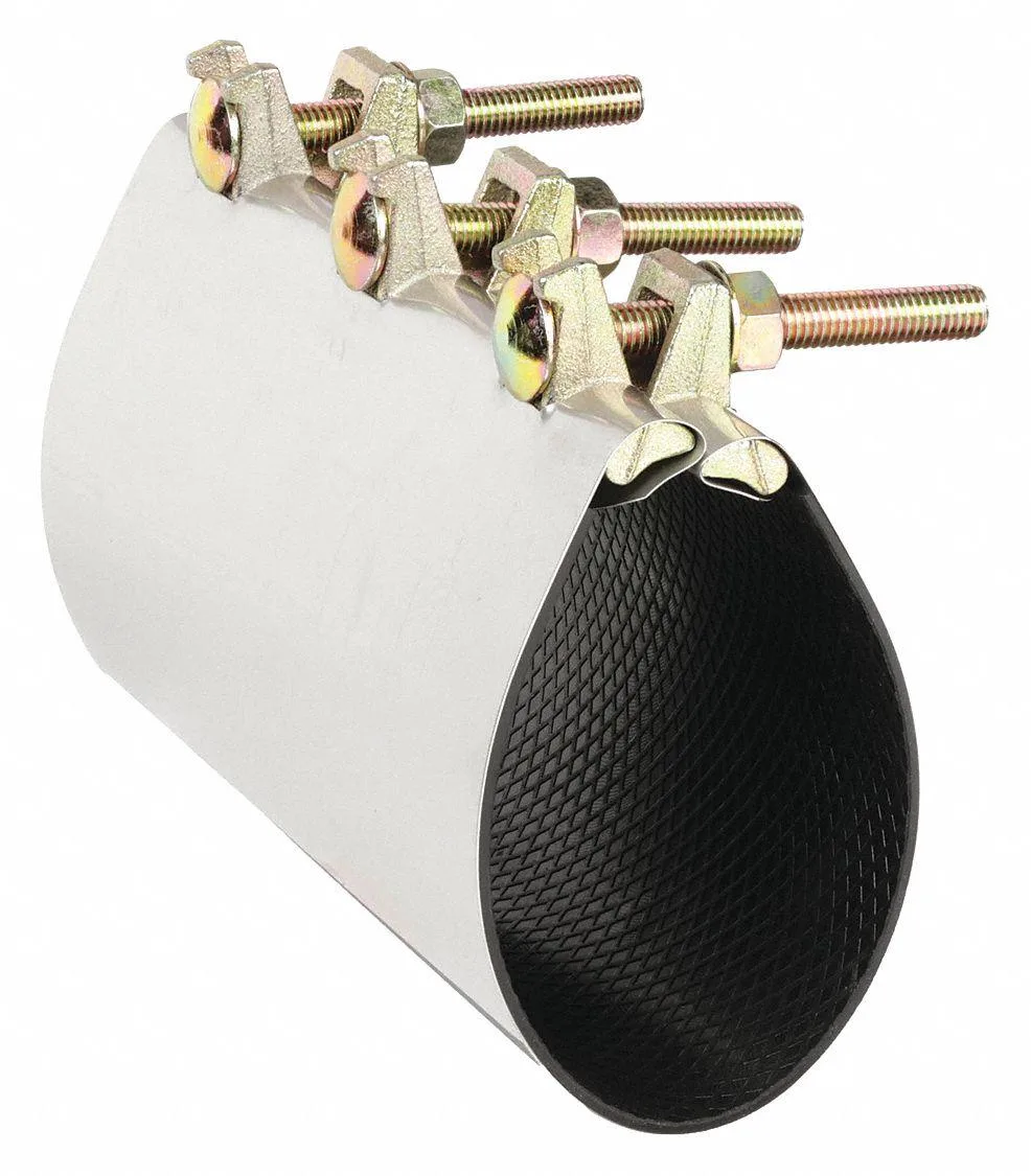 Stainless steel three-bolt repair clamp, 9-inch length