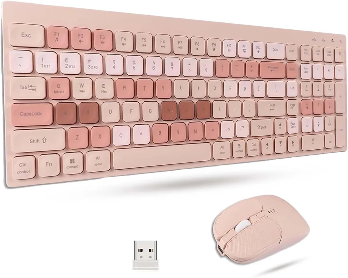 TUKO TUKO Wireless Keyboard & Mouse Combo Milk Tea 2.4G Bluetooth 13 Hotkeys 800-1200-1600 DPI — product photo