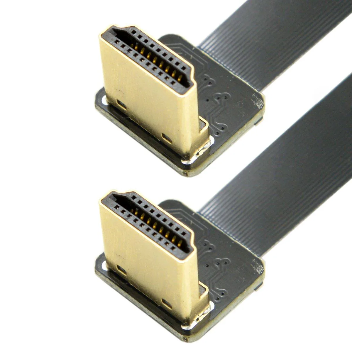 LORDWORLD LORDWORLD Dual 90 Degree Down Angled HDMI Male to Male FPC Flat Cable 20cm — product photo