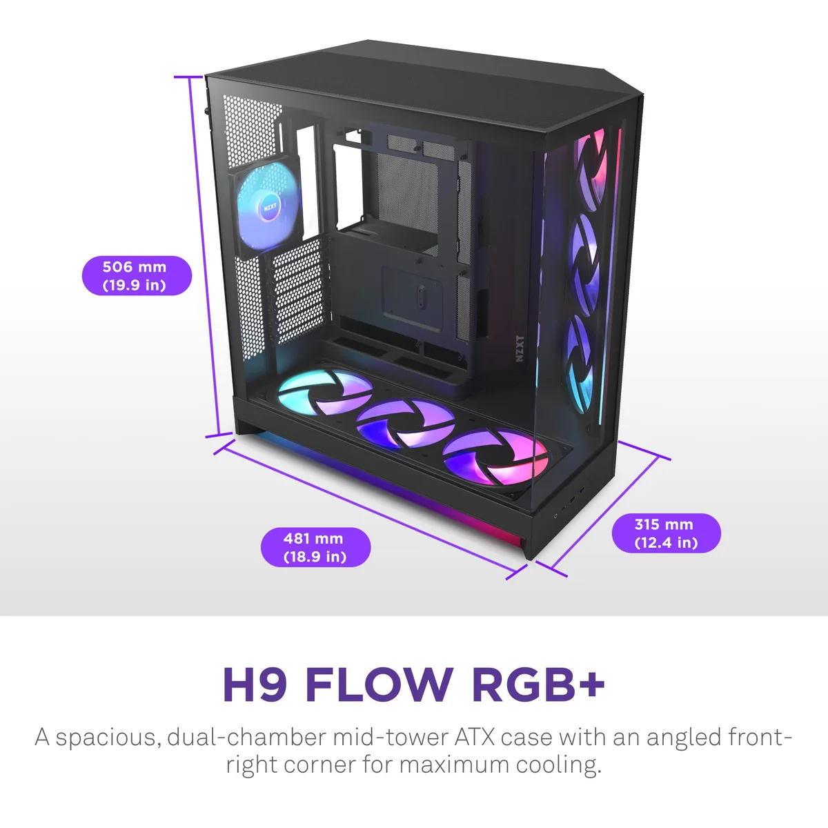 NZXT NZXT CM-H92FB-P1 PC Case Black ATX Mid Tower 7 RGB Fans 420mm Radiator — product photo