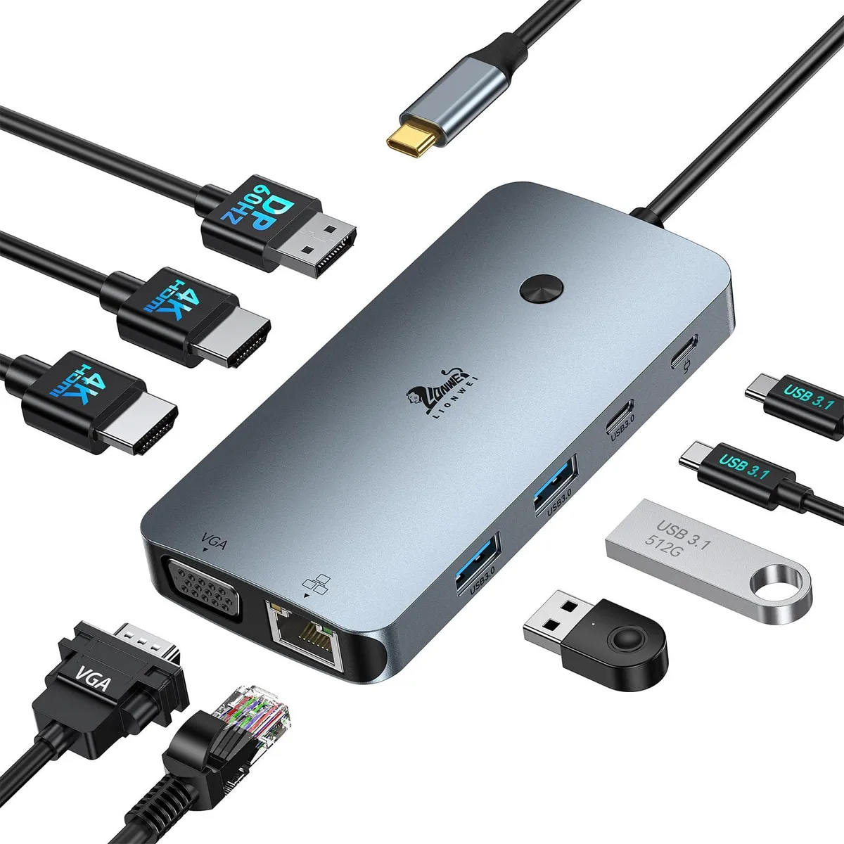  Belkin 9-in-1 Docking Station 4 Monitors LIONWEI Black — product photo