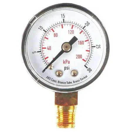 Value Brand Value Brand Commercial Pressure Gauge 0 to 30 psi 1 1/2 in Dial 1/8 in — product photo