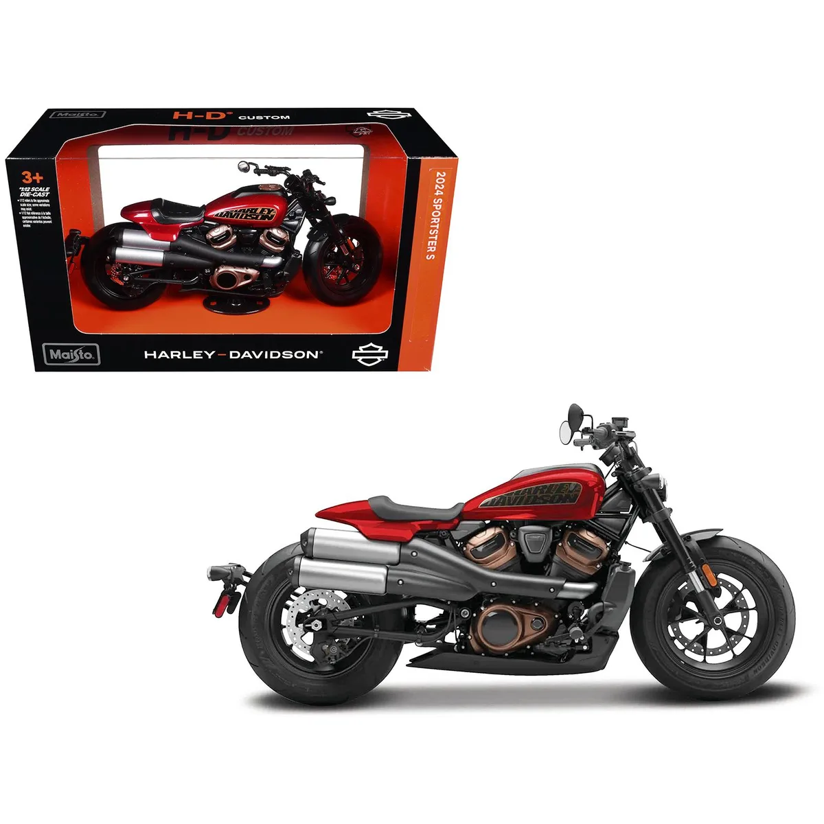 Maisto Maisto 2024 Harley Davidson Sportster S 1/12 Diecast Motorcycle Red Metallic Black — product photo