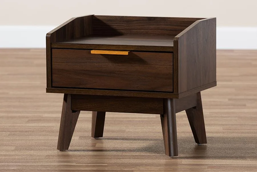 Baxton Studio Baxton Studio Lena Walnut Nightstand 16.9" Wide 15.3" High — product photo