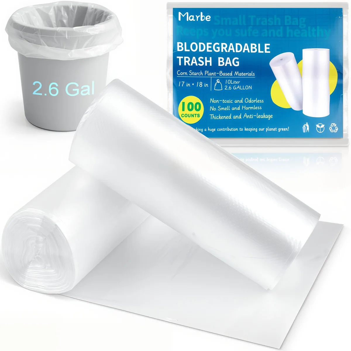 Marbe 100 Clear 2.6 Gallon Garbage Bags — product photo