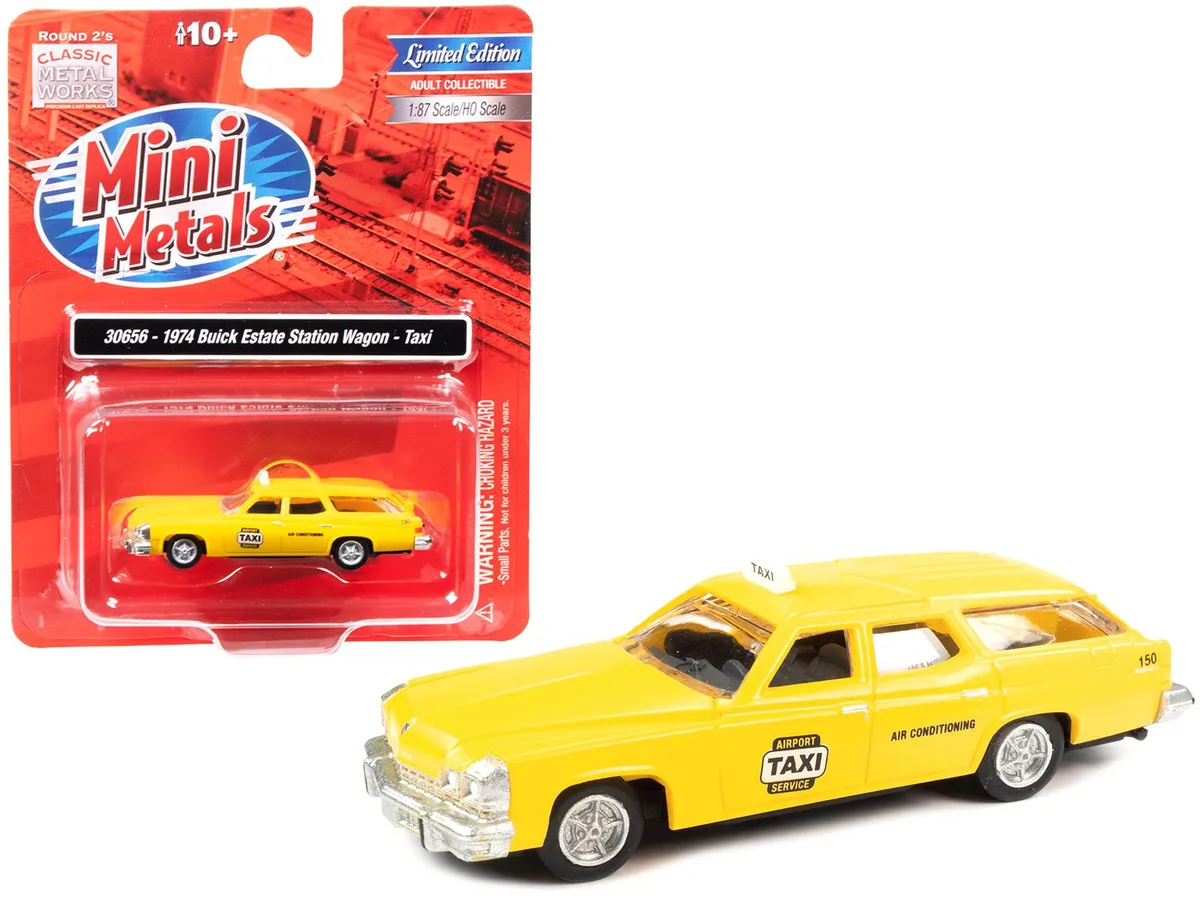 Classic Metal Works Classic Metal Works 1974 Buick Estate Station Wagon Taxi Yellow 1/87 HO Scale Hobby Collectible — product photo