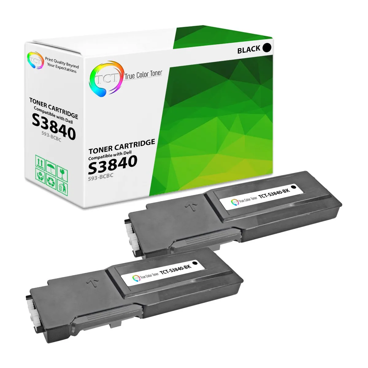 True Color Toner True Color Toner 593-BCBC Black Toner Cartridge 2 Pack High Yield 11000 Pages — product photo