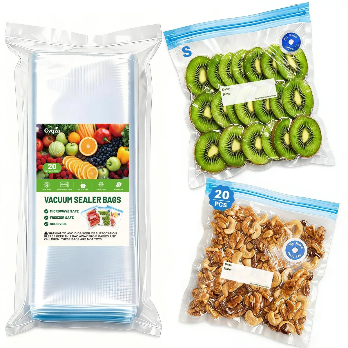 Vacuum Sealer Bags 20-pack 8.6" x 8.3 — product photo