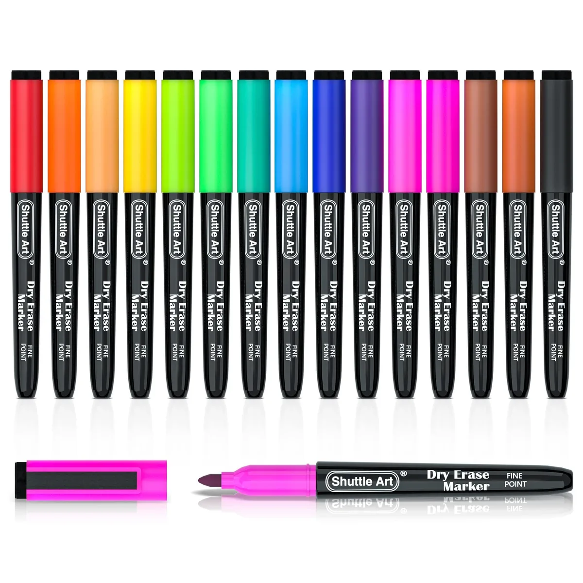 Shuttle Art Dry Erase Markers 15 Colors Fine Point Magnetic — product photo