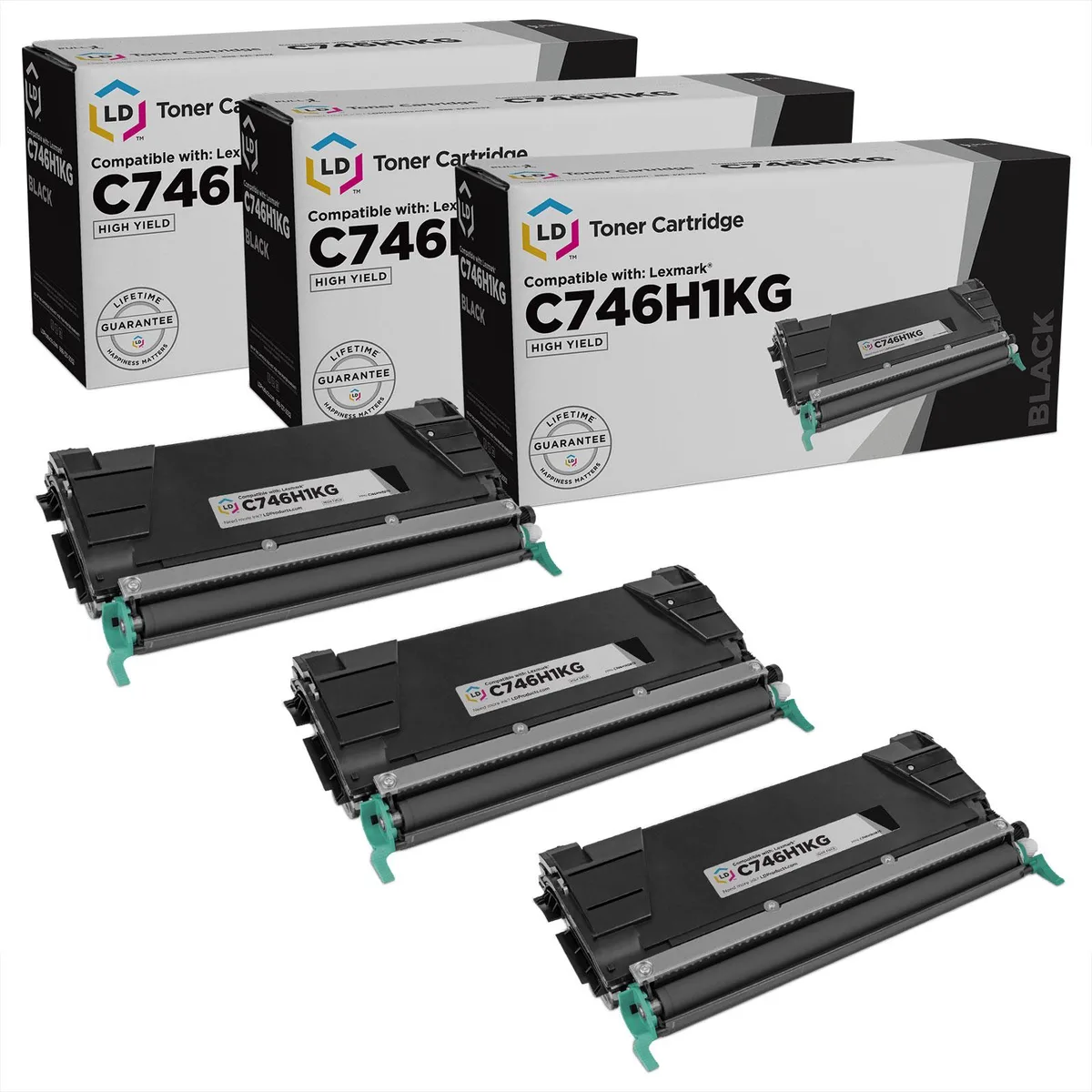 LD Products LD Products Remanufactured Toner Cartridge for Lexmark C746 C748 High Yield Black 3-Pack 12000 pages — product photo