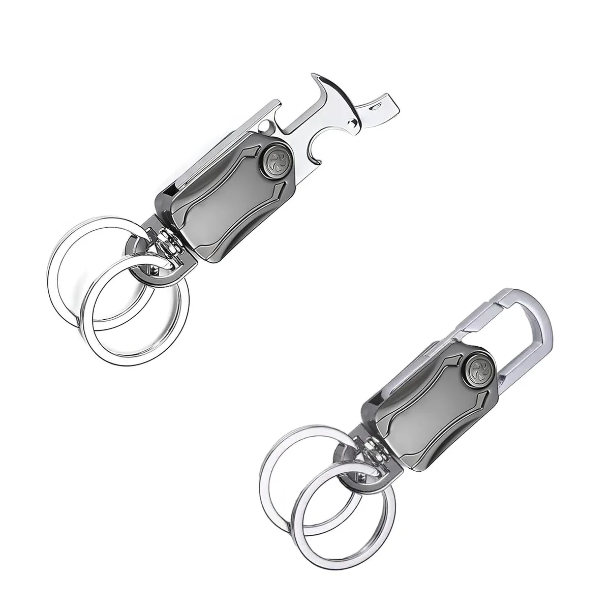  Viator Gear 2 Pack Bottle Opener Keychain Black Stainless Steel 360 Spinner — product photo
