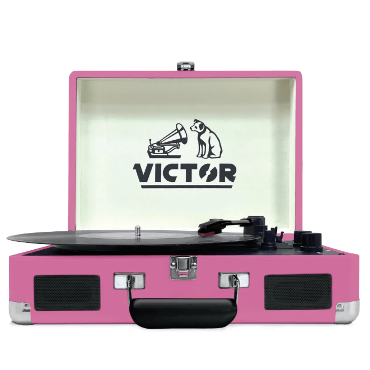 Victor Victor Metro Dual Bluetooth Suitcase 3-Speed Turntable Pink 33/45/78 RPM — product photo
