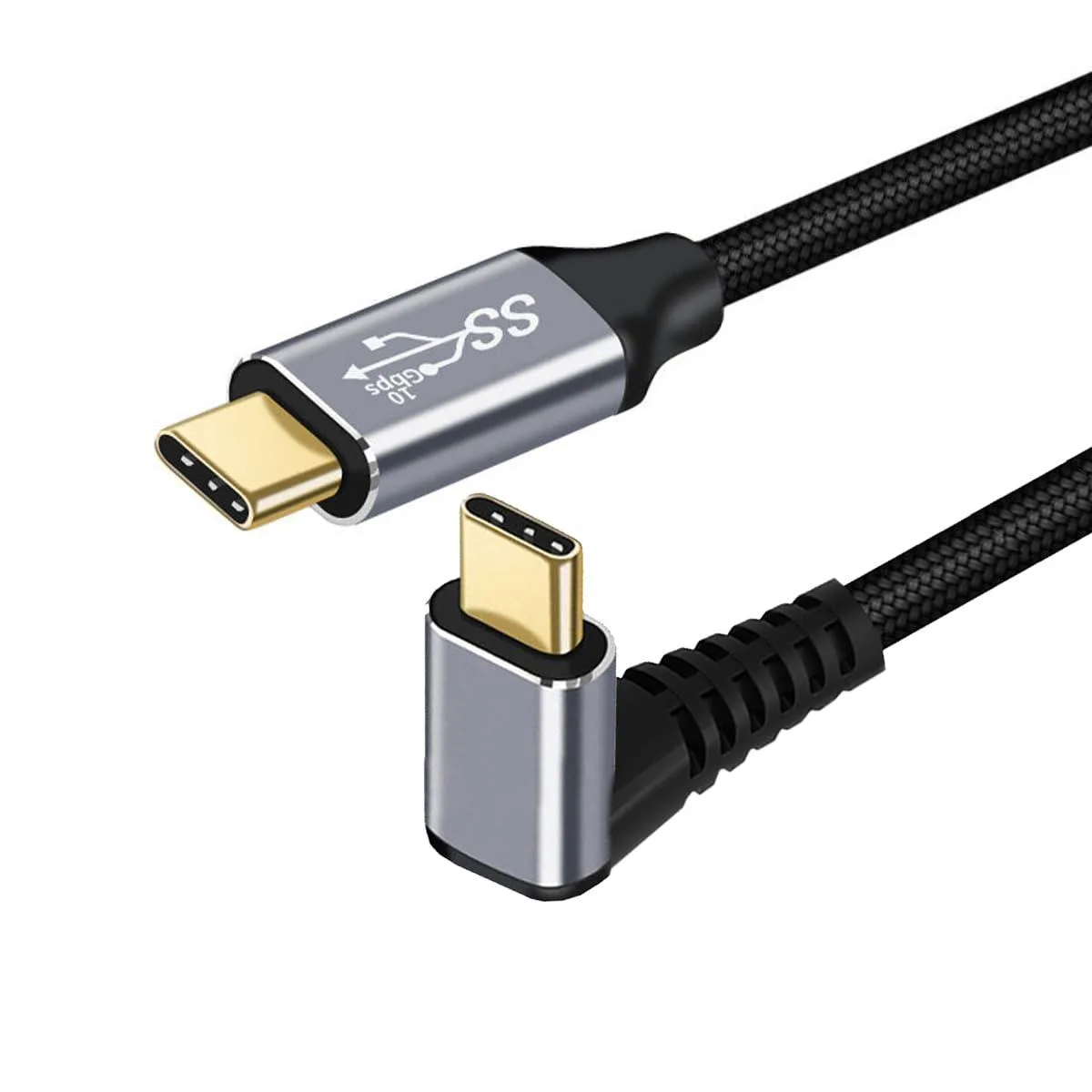 Vszerda Vszerda USB-C Male-to-Male Cable 1m 100W 10Gbps Angled Black — product photo