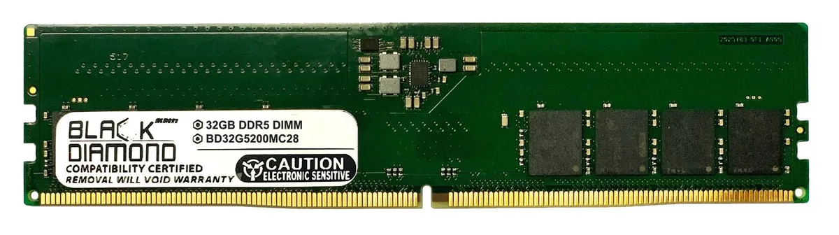 Black Diamond Memory Black Diamond Memory BD32G5200MC28 32GB 2Rx8 DDR5 5200 memory upgrade — product photo