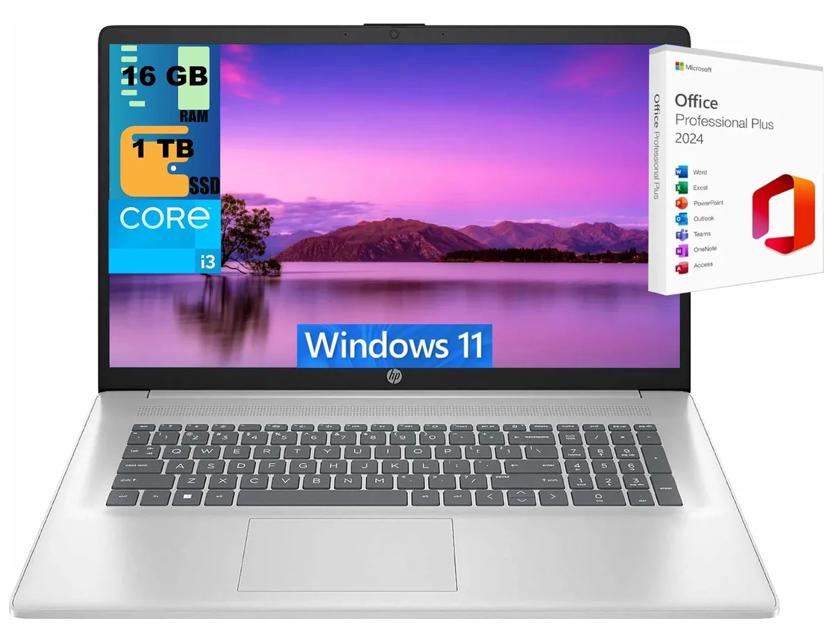 HP HP 17 laptop Intel Core i3-N305 17.3" HD+ 16GB DDR4 512GB Silver — product photo