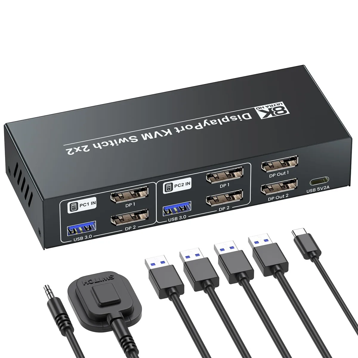  TRENDnet KVMSW0002 8K@60Hz 4K@120Hz Dual Monitor KVM Switch — product photo