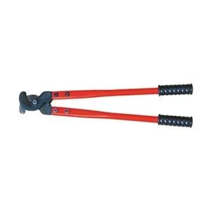 Red-handled cable cutter with steel jaws, 21-1/4 inches long