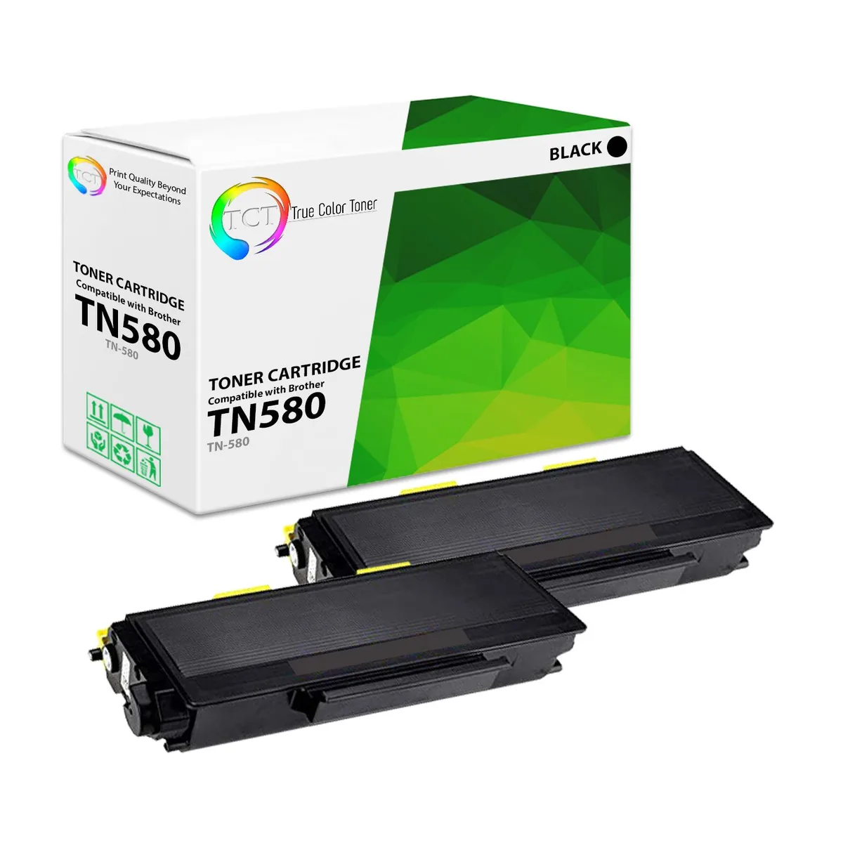True Color Toner True Color Toner TN-580 Black Toner Cartridge 2 Pack 7000 Pages — product photo