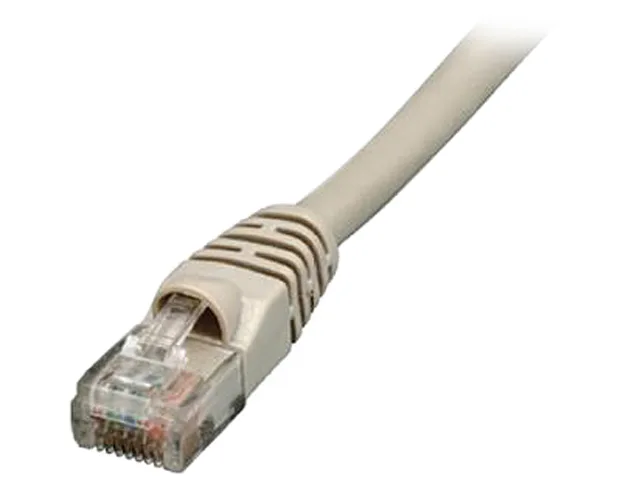 Gray snagless Cat5e patch cable, 100 ft length, molded low-profile boots