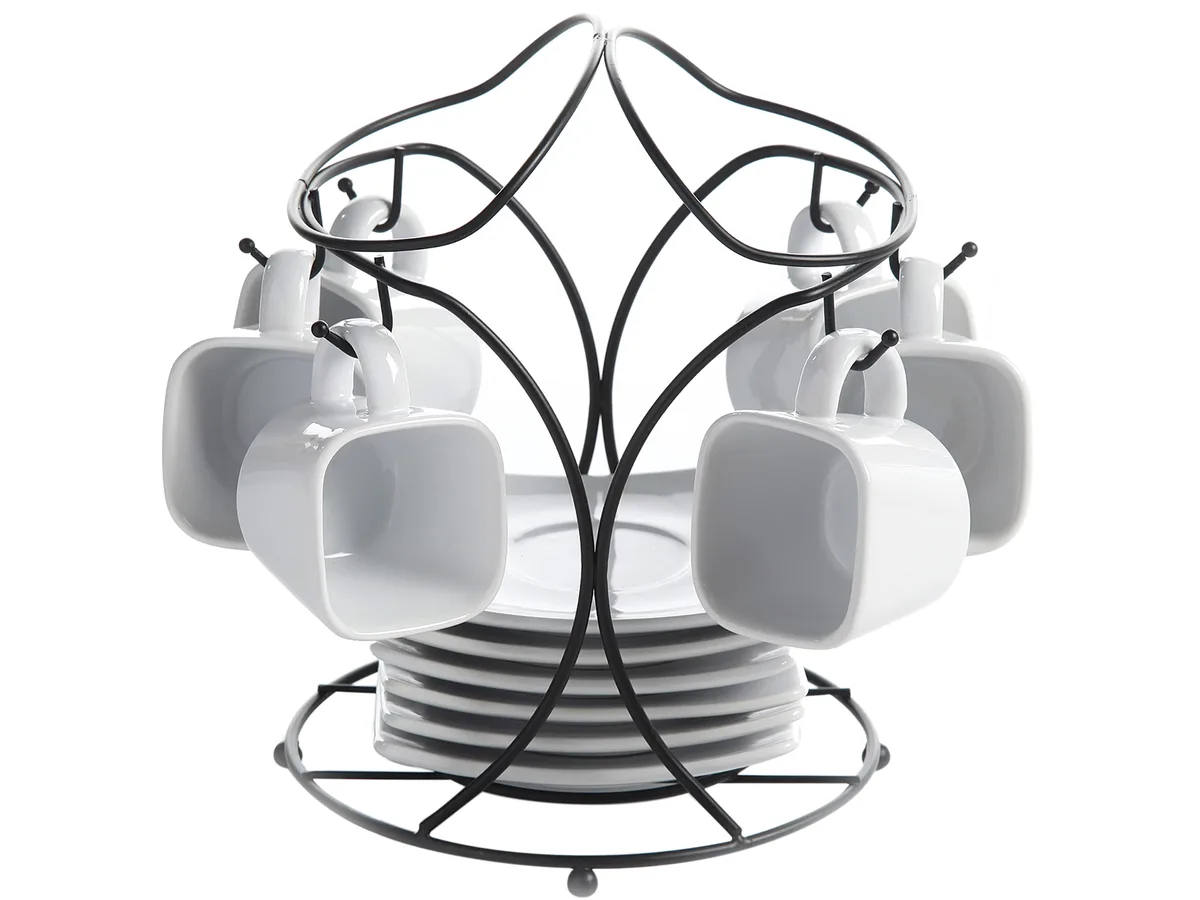 Gibson Overseas Gibson Overseas 92759.13 3.5oz Espresso Cup &amp; Saucer Drinkware Set with Metal Rack — product photo
