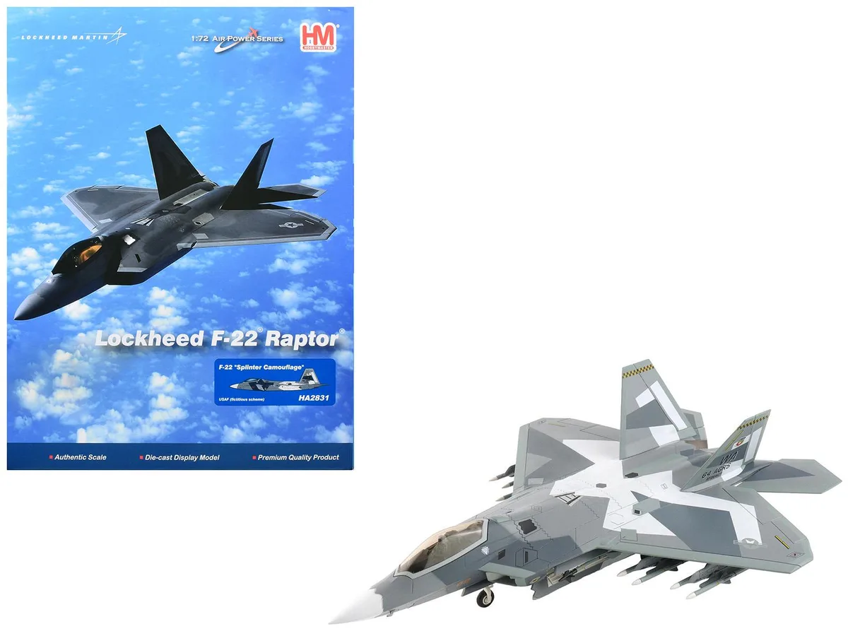 Hobby Master Hobby Master F-22 Raptor Splinter Camouflage 1/72 Diecast Model — product photo